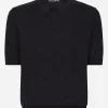 Silk polo-shirt with all-over DG logo embroidery