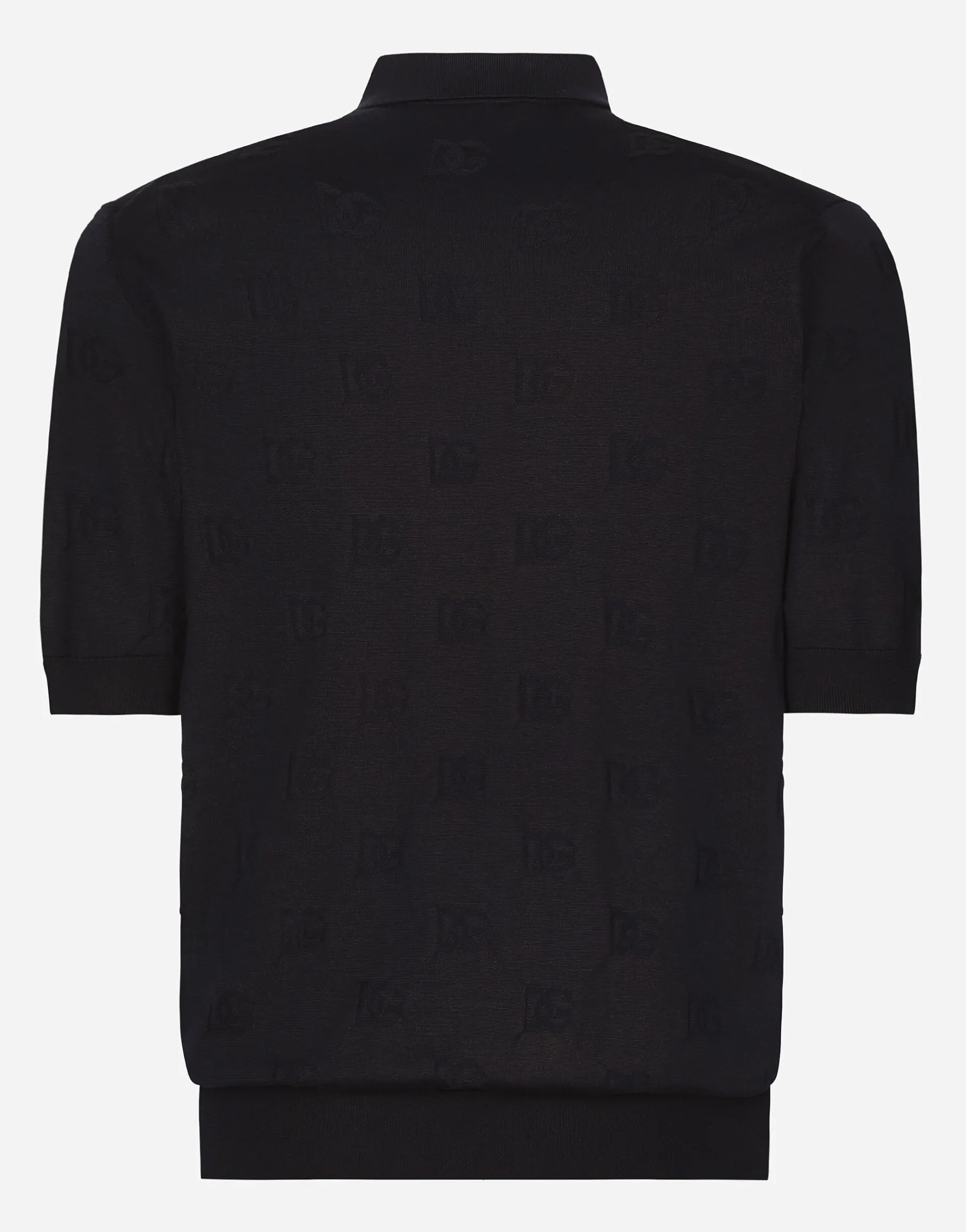 Silk polo-shirt with all-over DG logo embroidery