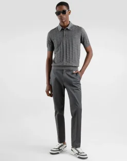 Silk polo-shirt with all-over DG logo embroidery