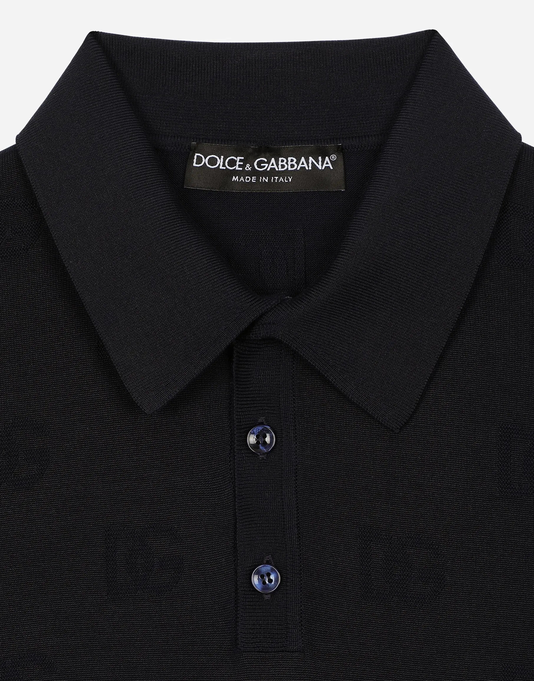 Silk polo-shirt with all-over DG logo embroidery
