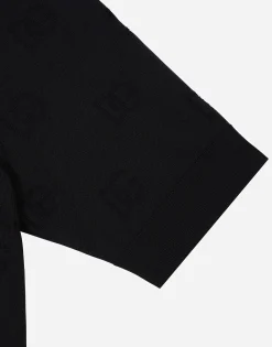 Silk polo-shirt with all-over DG logo embroidery