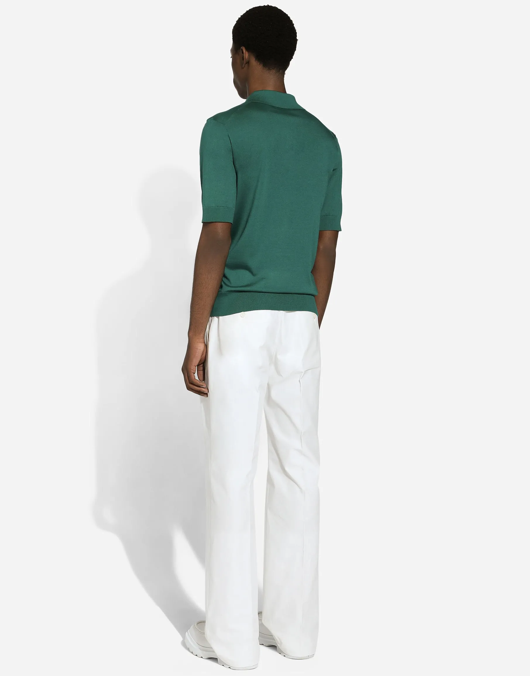 Silk polo-shirt with Dolce&Gabbana embroidery