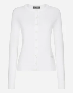 Silk round-neck cardigan