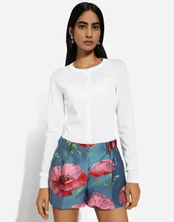 Silk round-neck cardigan