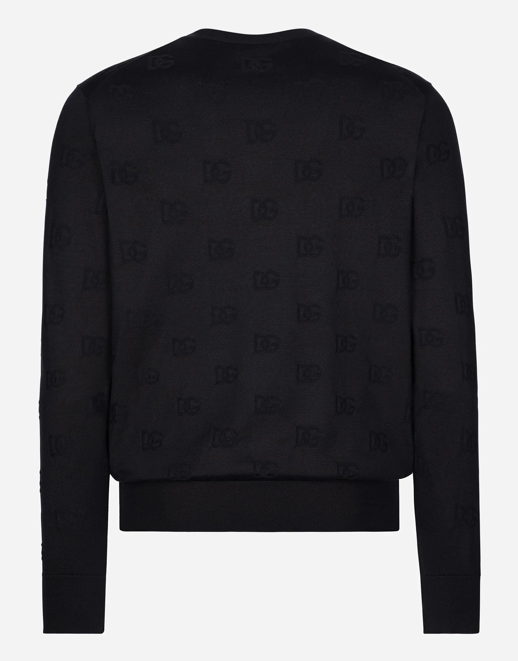 Silk round-neck sweater with all-over DG inlay