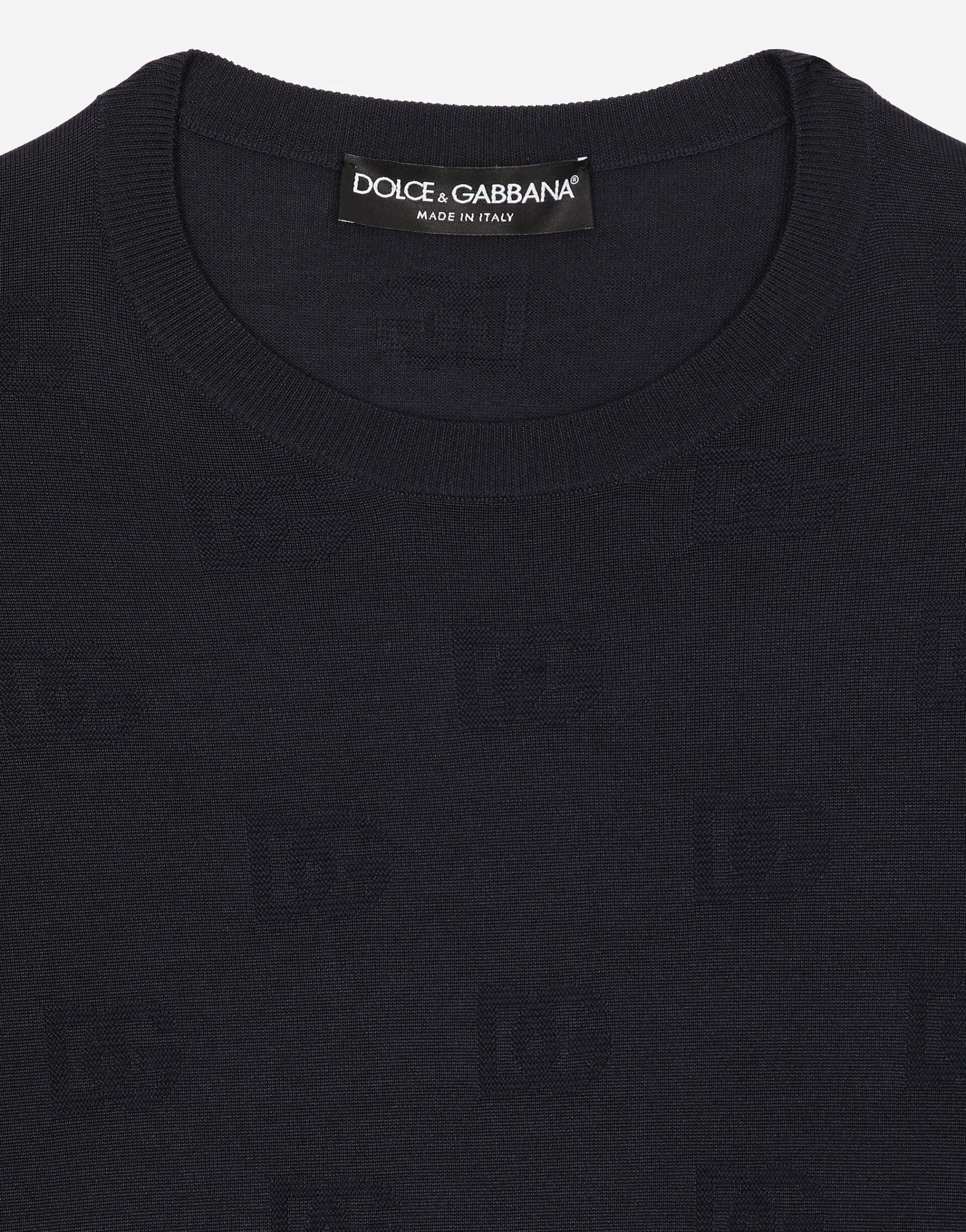 Silk round-neck sweater with all-over DG inlay