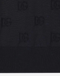 Silk round-neck sweater with all-over DG inlay