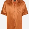 Silk satin Hawaiian shirt with metal DG logo