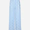 Silk satin jacquard pajama pants with all-over DG logo