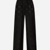 Silk satin jacquard pajama pants with all-over DG logo