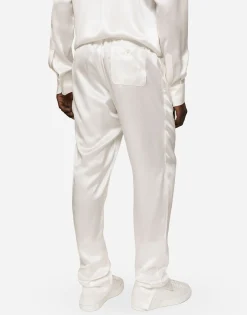 Silk satin jogging pants with metal DG logo