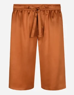 Silk satin jogging shorts with metal DG logo