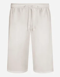 Silk satin jogging shorts with metal DG logo