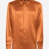 Silk satin Martini-fit shirt with metal DG logo
