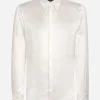Silk satin Martini-fit shirt with metal DG logo