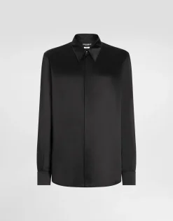Silk satin Martini-fit shirt