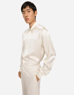Silk satin Martini-fit shirt