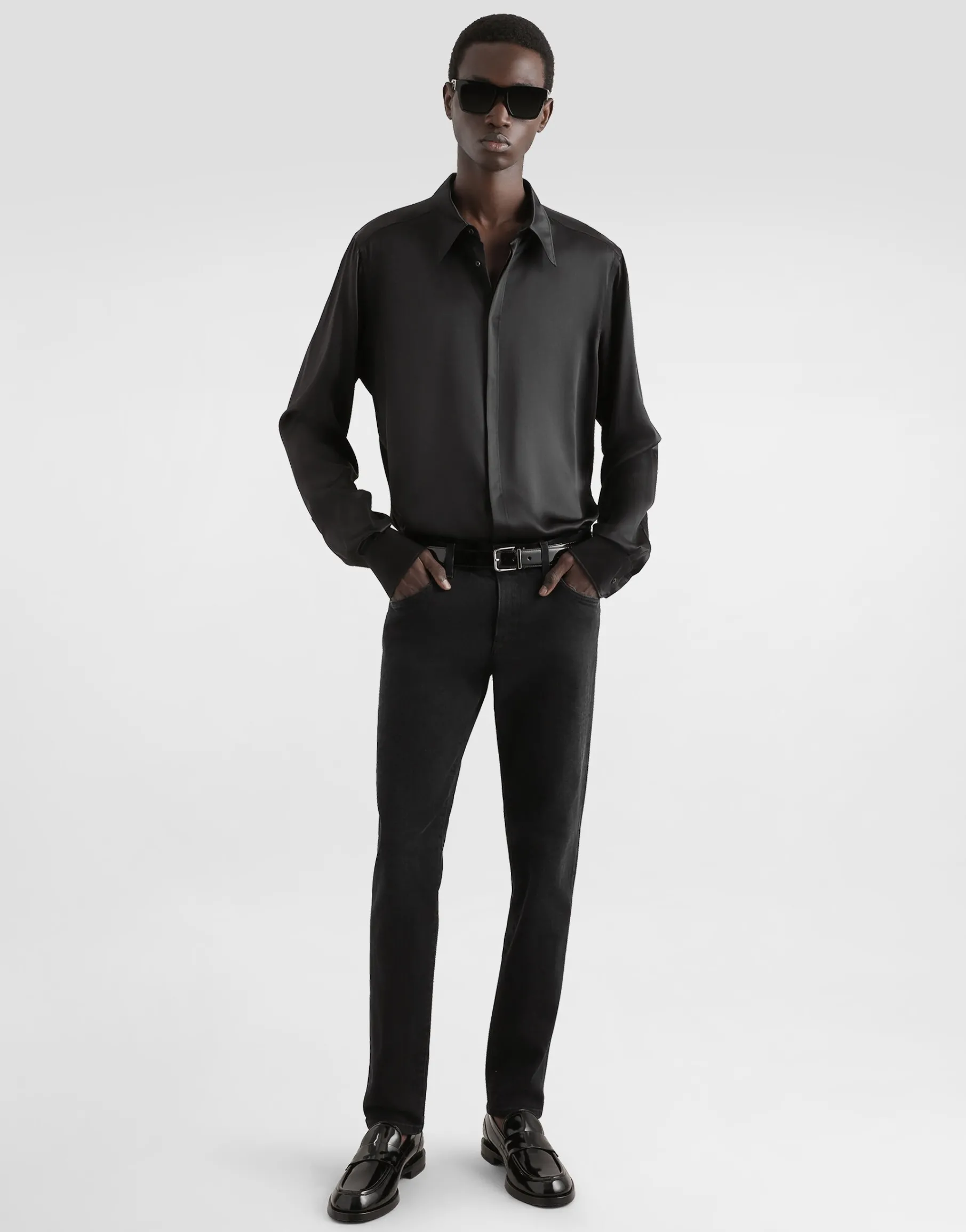 Silk satin Martini-fit shirt