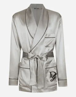 Silk satin robe