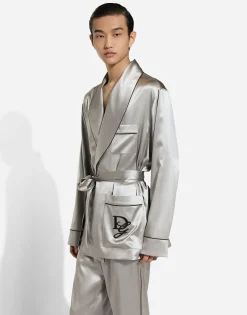 Silk satin robe
