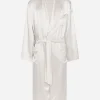 Silk satin robe with metal DG logo