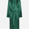 Silk satin robe with metal DG logo