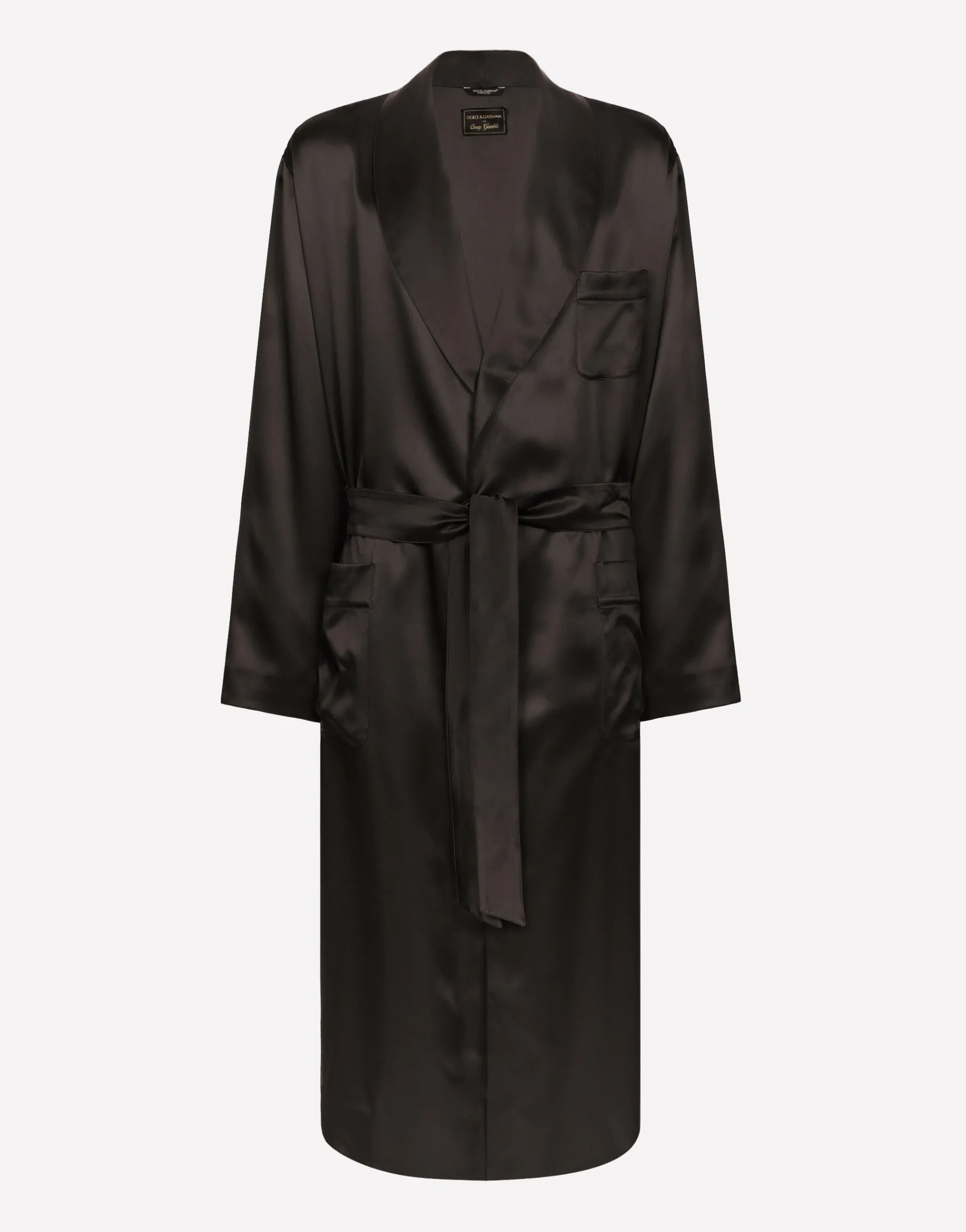 Silk satin robe with metal DG logo