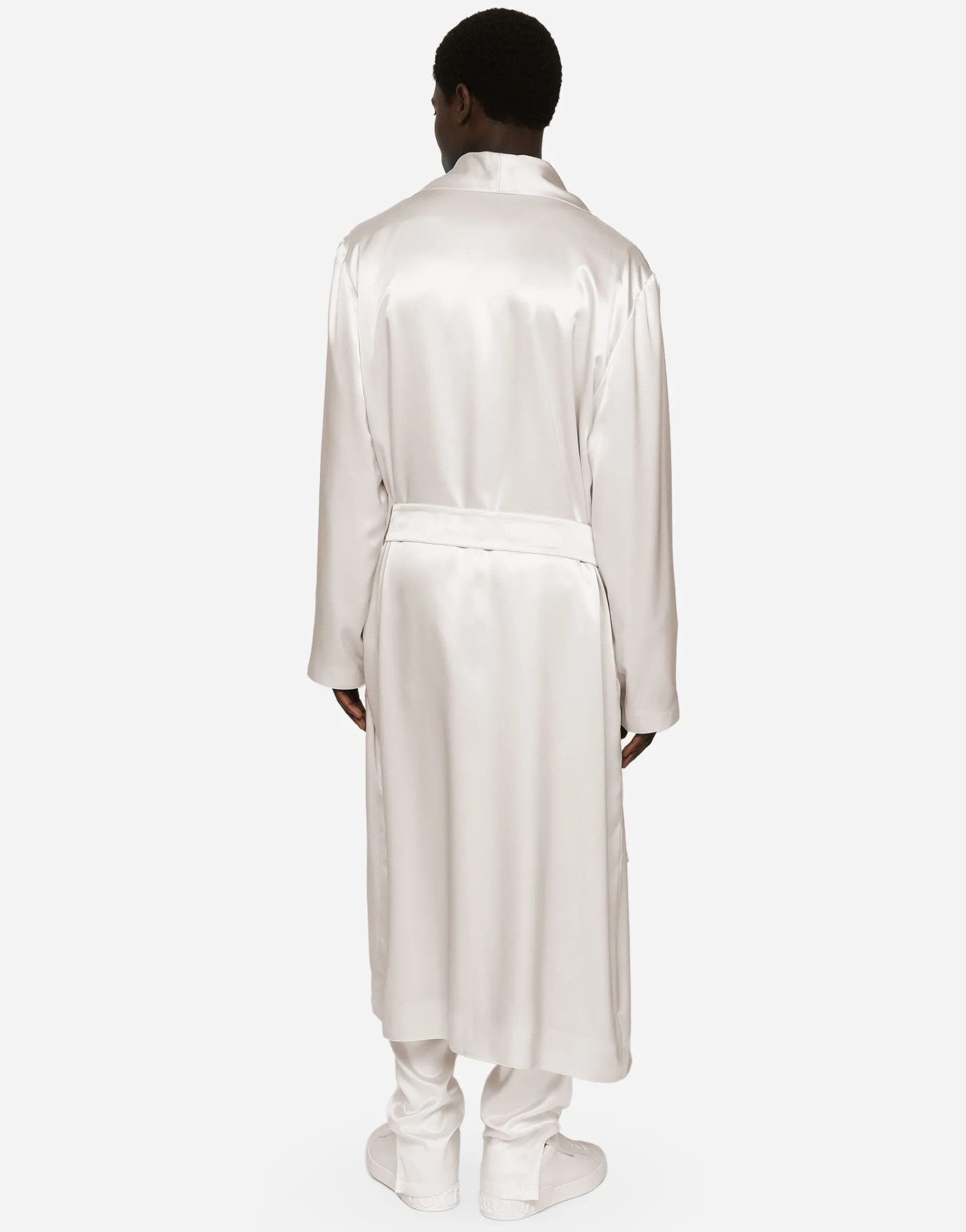 Silk satin robe with metal DG logo