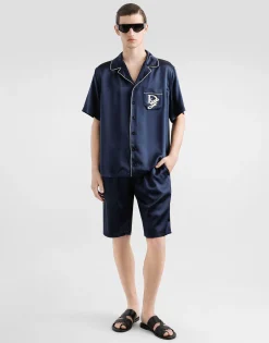 Silk satin shirt with logo