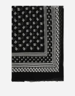 Silk scarf with all-over DG logo print