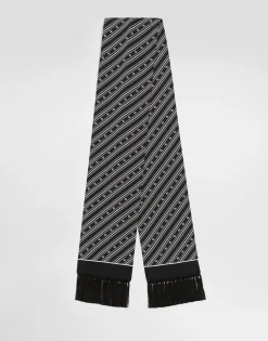 Silk scarf with diagonal and logo print