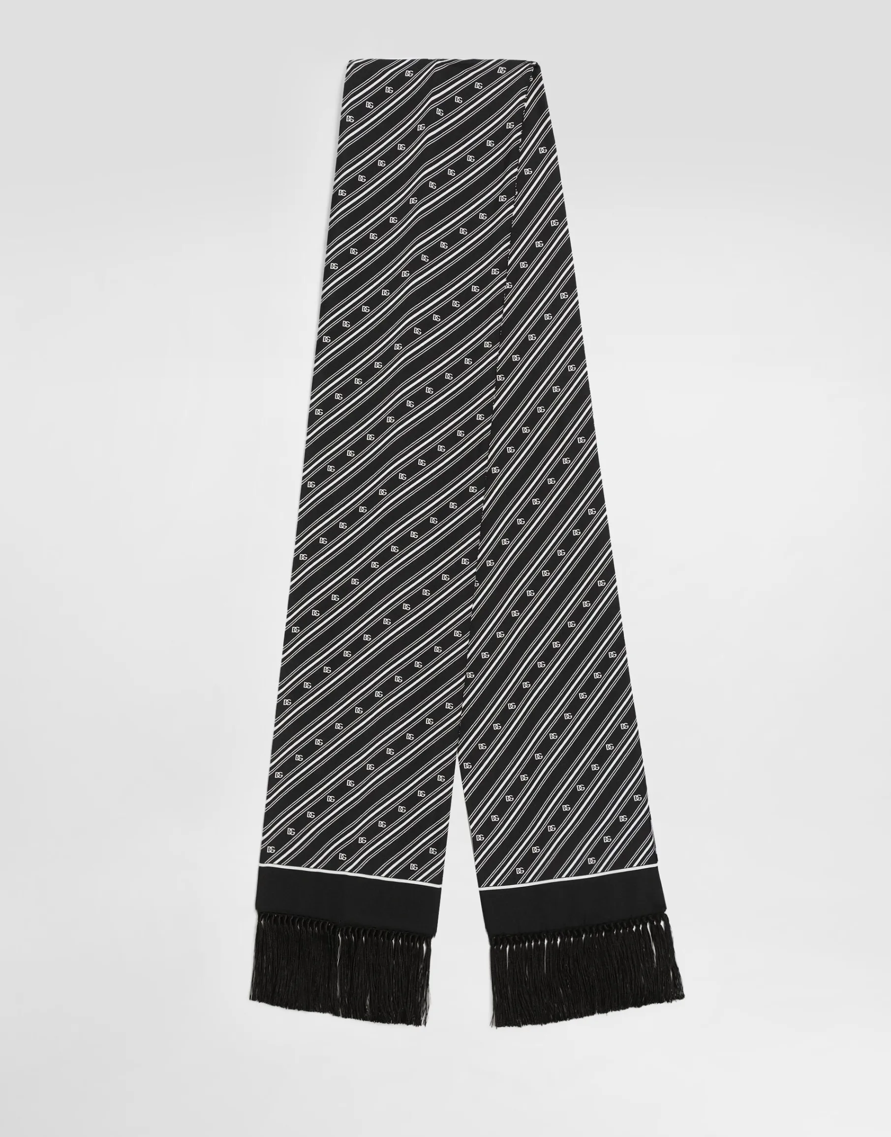 Silk scarf with diagonal and logo print