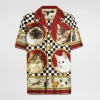 Silk shirt with cat print