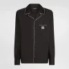 Silk shirt with DG logo-embroidered patch