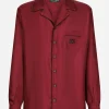 Silk shirt with DG logo-embroidered patch