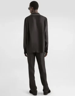 Silk shirt with DG logo-embroidered patch