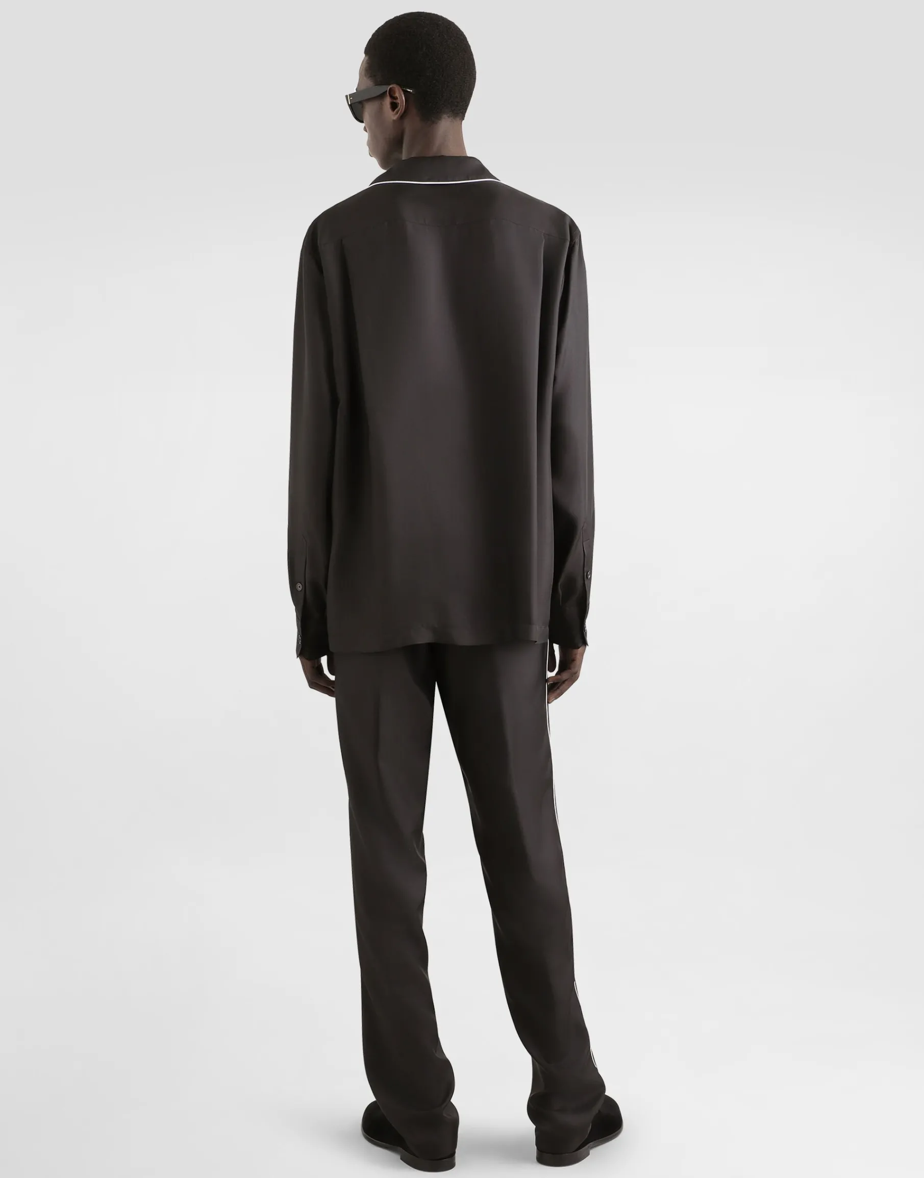 Silk shirt with DG logo-embroidered patch