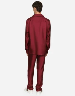 Silk shirt with DG logo-embroidered patch