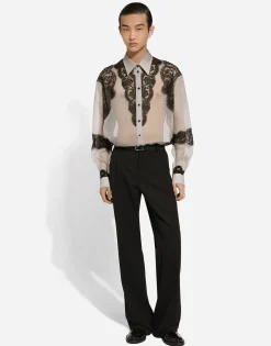 Silk shirt with embroidery
