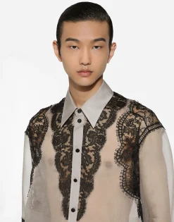 Silk shirt with embroidery