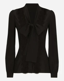Silk shirt with lace inlay