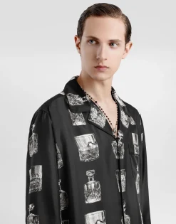 Silk shirt with liquor print