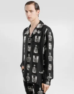 Silk shirt with liquor print