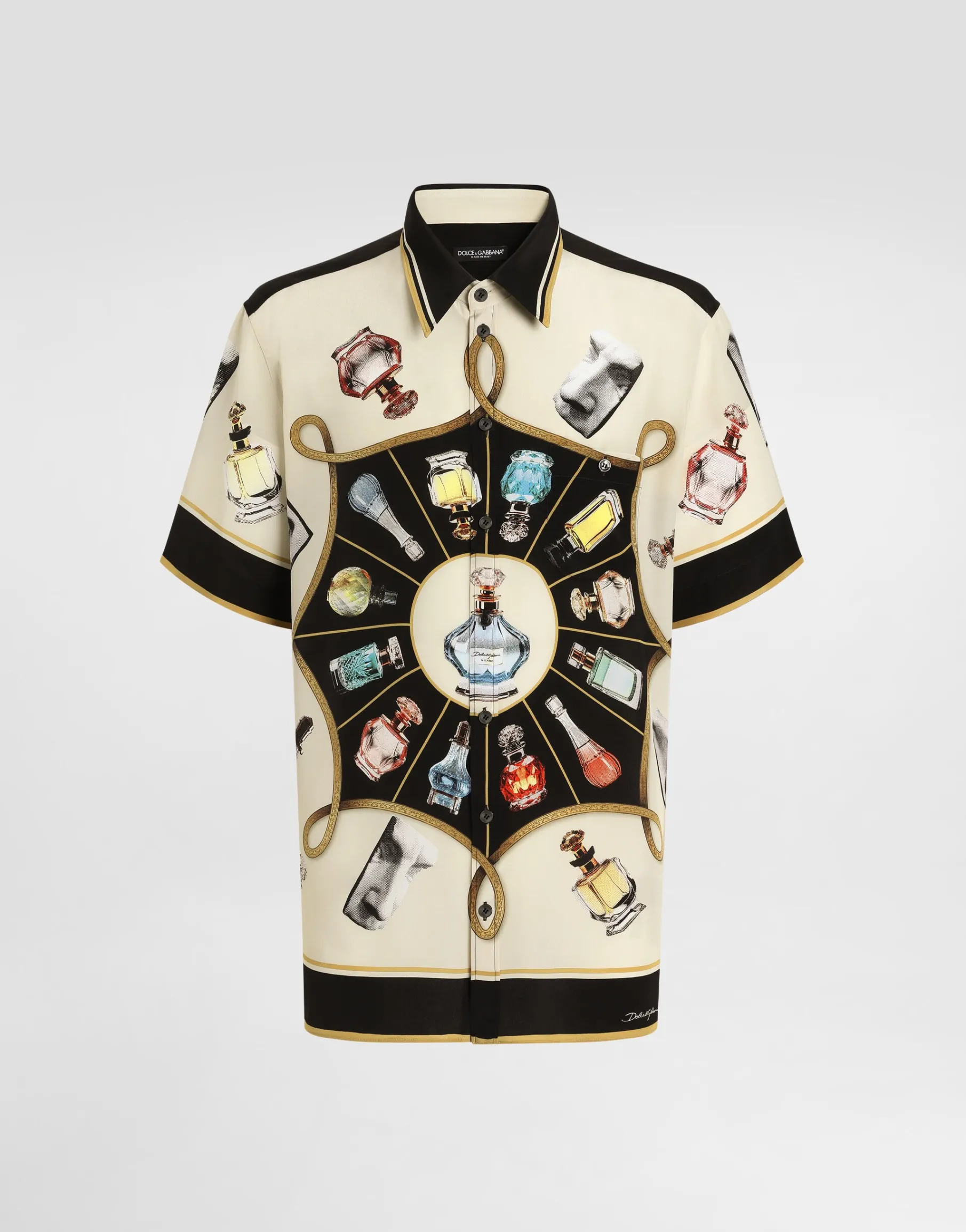 Silk shirt with perfume print