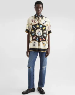 Silk shirt with perfume print