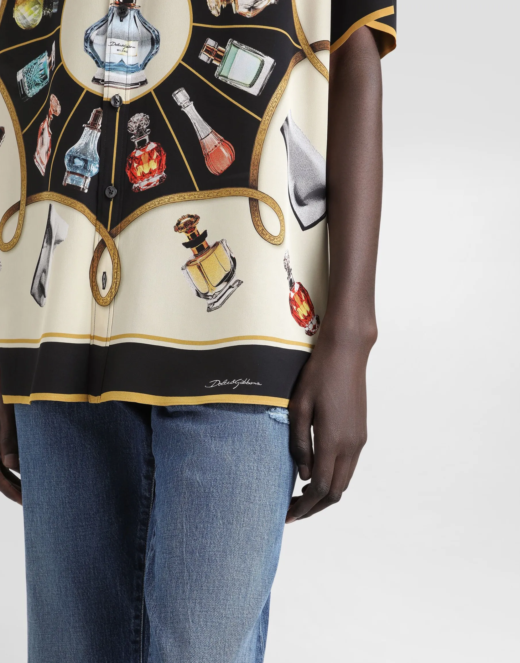 Silk shirt with perfume print