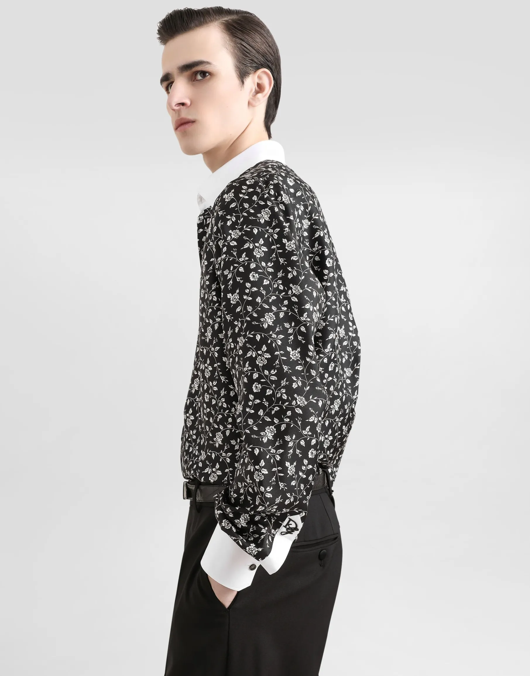 Silk shirt with tie print