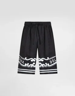 Silk shorts with bandanna-print details
