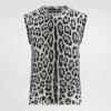 Silk tank top with leopard print
