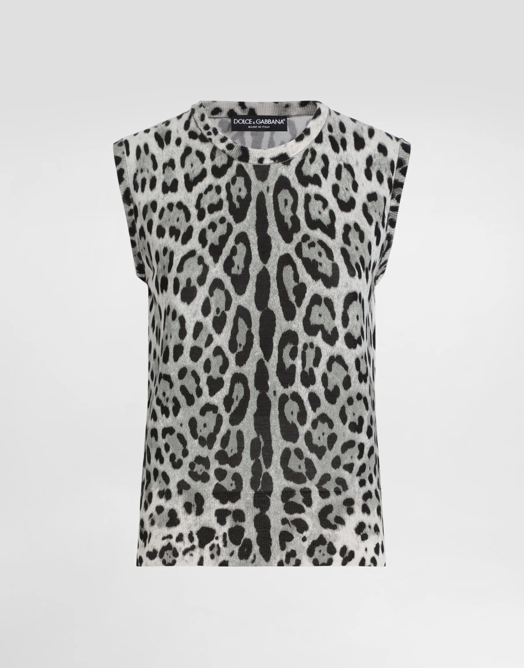 Silk tank top with leopard print